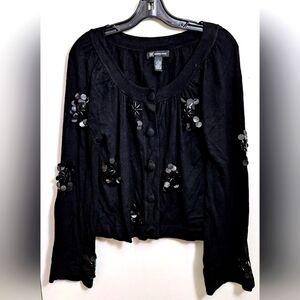 INC International Concepts Silk Cardigan Sweater With Sequins